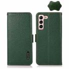 For Samsung Galaxy A24 4G KHAZNEH Side-Magnetic Litchi Genuine Leather RFID Phone Case(Green) - 1