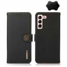 For Samsung Galaxy A24 4G KHAZNEH Custer Genuine Leather RFID Phone Case(Black) - 1