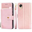 For OPPO A17k Zipper Bag Leather Phone Case(Rose Gold) - 1