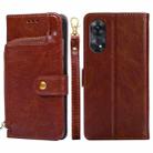 For OPPO Reno8 T 4G Zipper Bag Leather Phone Case(Brown) - 1