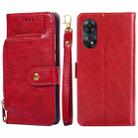 For OPPO Reno8 T 4G Zipper Bag Leather Phone Case(Red) - 1