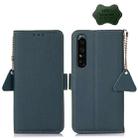 For Sony Xperia 1 IV Side-Magnetic TJ Genuine Leather RFID Phone Case(Green) - 1