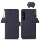 For Sony Xperia 1 IV Side-Magnetic TJ Genuine Leather RFID Phone Case(Blue) - 1