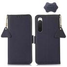 For Sony Xperia 10 IV Side-Magnetic TJ Genuine Leather RFID Phone Case(Blue) - 1