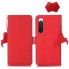For Sony Xperia 10 IV Side-Magnetic TJ Genuine Leather RFID Phone Case(Red) - 1