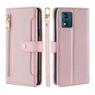 For Motorola Moto E13 4G Sheep Texture Cross-body Zipper Wallet Leather Phone Case(Pink) - 1