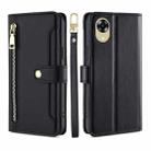 For OPPO A17k Sheep Texture Cross-body Zipper Wallet Leather Phone Case(Black) - 1