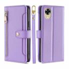 For OPPO A17k Sheep Texture Cross-body Zipper Wallet Leather Phone Case(Purple) - 1