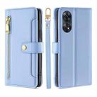 For OPPO Reno8 T 4G Sheep Texture Cross-body Zipper Wallet Leather Phone Case(Blue) - 1