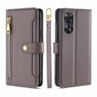 For OPPO Reno8 T 4G Sheep Texture Cross-body Zipper Wallet Leather Phone Case(Grey) - 1