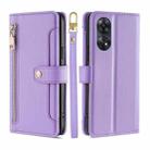 For OPPO Reno8 T 4G Sheep Texture Cross-body Zipper Wallet Leather Phone Case(Purple) - 1
