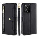 For Xiaomi Poco X5 Pro / Redmi Note 12 Pro Speed Sheep Texture Cross-body Zipper Wallet Leather Phone Case(Black) - 1