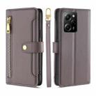 For Xiaomi Poco X5 Pro / Redmi Note 12 Pro Speed Sheep Texture Cross-body Zipper Wallet Leather Phone Case(Grey) - 1