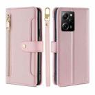 For Xiaomi Poco X5 Pro / Redmi Note 12 Pro Speed Sheep Texture Cross-body Zipper Wallet Leather Phone Case(Pink) - 1