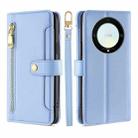 For Honor X9a 5G Sheep Texture Cross-body Zipper Wallet Leather Phone Case(Blue) - 1