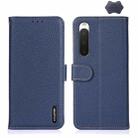 For Sony Xperia 10 IV KHAZNEH Litchi Genuine Leather Phone Case(Blue) - 1
