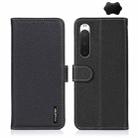 For Sony Xperia 10 IV KHAZNEH Litchi Genuine Leather Phone Case(Black) - 1