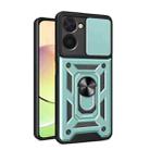 For Realme C33 4G Sliding Camera Cover Design Phone Case(Dark Green) - 1