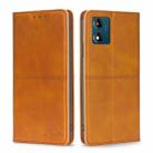 For Motorola Moto E13 4G Cow Texture Magnetic Horizontal Flip Leather Phone Case(Light Brown) - 1