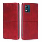 For Motorola Moto E13 4G Cow Texture Magnetic Horizontal Flip Leather Phone Case(Red) - 1