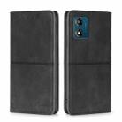 For Motorola Moto E13 4G Cow Texture Magnetic Horizontal Flip Leather Phone Case(Black) - 1