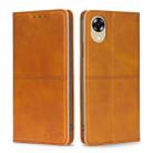 For OPPO A17k Cow Texture Magnetic Horizontal Flip Leather Phone Case(Light Brown) - 1