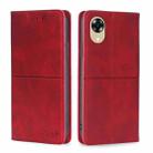 For OPPO A17k Cow Texture Magnetic Horizontal Flip Leather Phone Case(Red) - 1