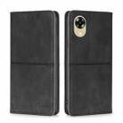 For OPPO A17k Cow Texture Magnetic Horizontal Flip Leather Phone Case(Black) - 1