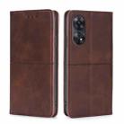 For OPPO Reno8 T 4G Cow Texture Magnetic Horizontal Flip Leather Phone Case(Dark Brown) - 1
