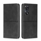 For OPPO Reno8 T 4G Cow Texture Magnetic Horizontal Flip Leather Phone Case(Black) - 1