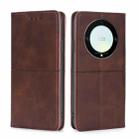 For Honor X9a 5G Cow Texture Magnetic Horizontal Flip Leather Phone Case(Dark Brown) - 1