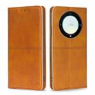 For Honor X9a 5G Cow Texture Magnetic Horizontal Flip Leather Phone Case(Light Brown) - 1