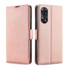 For OPPO Reno8 T 4G Ultra-thin Voltage Side Buckle Horizontal Flip Leather Phone Case(Rose Gold) - 1