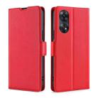 For OPPO Reno8 T 4G Ultra-thin Voltage Side Buckle Horizontal Flip Leather Phone Case(Red) - 1