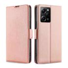 For Xiaomi Poco X5 Pro / Redmi Note 12 Pro Speed Ultra-thin Voltage Side Buckle Horizontal Flip Leather Phone Case(Rose Gold) - 1