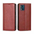 For Motorola Moto E13 4G Grid Texture Magnetic Flip Leather Phone Case(Red) - 1