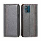 For Motorola Moto E13 4G Grid Texture Magnetic Flip Leather Phone Case(Grey) - 1