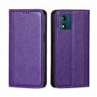 For Motorola Moto E13 4G Grid Texture Magnetic Flip Leather Phone Case(Purple) - 1