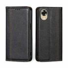 For OPPO A17k Grid Texture Magnetic Flip Leather Phone Case(Black) - 1