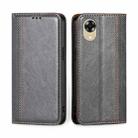 For OPPO A17k Grid Texture Magnetic Flip Leather Phone Case(Grey) - 1