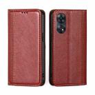 For OPPO Reno8 T 4G Grid Texture Magnetic Flip Leather Phone Case(Red) - 1