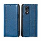 For OPPO Reno8 T 4G Grid Texture Magnetic Flip Leather Phone Case(Blue) - 1