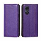 For OPPO Reno8 T 4G Grid Texture Magnetic Flip Leather Phone Case(Purple) - 1