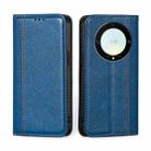 For Honor X9a 5G Grid Texture Magnetic Flip Leather Phone Case(Blue) - 1