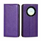 For Honor X9a 5G Grid Texture Magnetic Flip Leather Phone Case(Purple) - 1