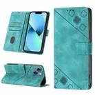 For iPhone 14 Skin-feel Embossed Leather Phone Case(Green) - 1