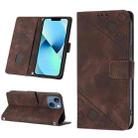 For iPhone 14 Skin-feel Embossed Leather Phone Case(Brown) - 1