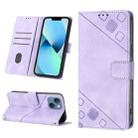 For iPhone 14 Plus Skin-feel Embossed Leather Phone Case(Light Purple) - 1