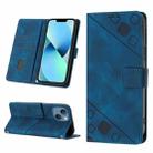 For iPhone 14 Plus Skin-feel Embossed Leather Phone Case(Blue) - 1