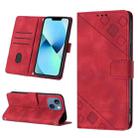For iPhone 14 Plus Skin-feel Embossed Leather Phone Case(Red) - 1